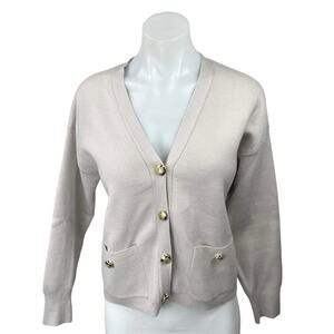 Philosophy Pink Gold Buttons Knit V-neck Long Sleeve Cardigan Sweater Top Size S